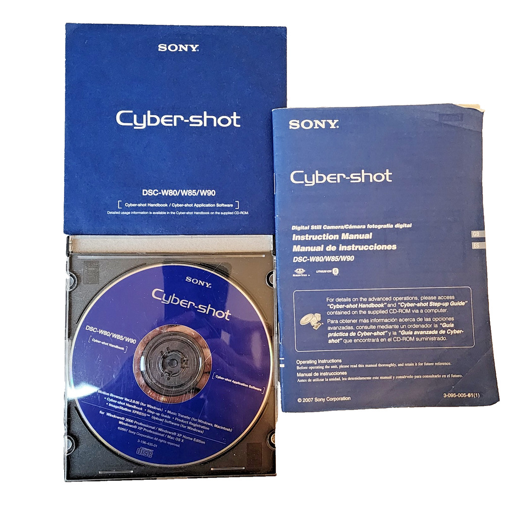 SONY Cyber-Shot DSC-W80/W85/W90 Instruction Manual + Handbook/Application CD